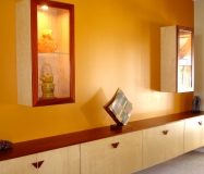 Full Wall Cabinet -- solid maple, padauk countertop and accents, over 14 feet long