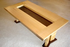 Maple Drop -- solid maple top and legs, black walnut recessed tray and leg accents