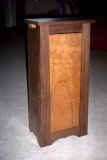 The Smoker -- black walnut top and sides, curly cherry door and shelves