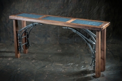 The Arches -- black walnut frame, soapstone, custom ironwork, floating top