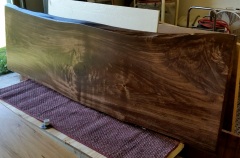 Cottonwood Countertop -- double natural edge cottonwood slab, espresso stain, approx. 3' x 9'