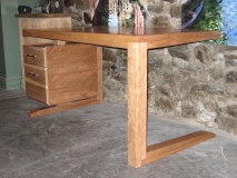 Modern Desk -- solid cherry construction, floating file cabinet, cantilevered top